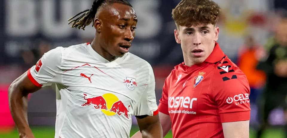 Игроки RB Leipzig и Osasuna на футбольном поле