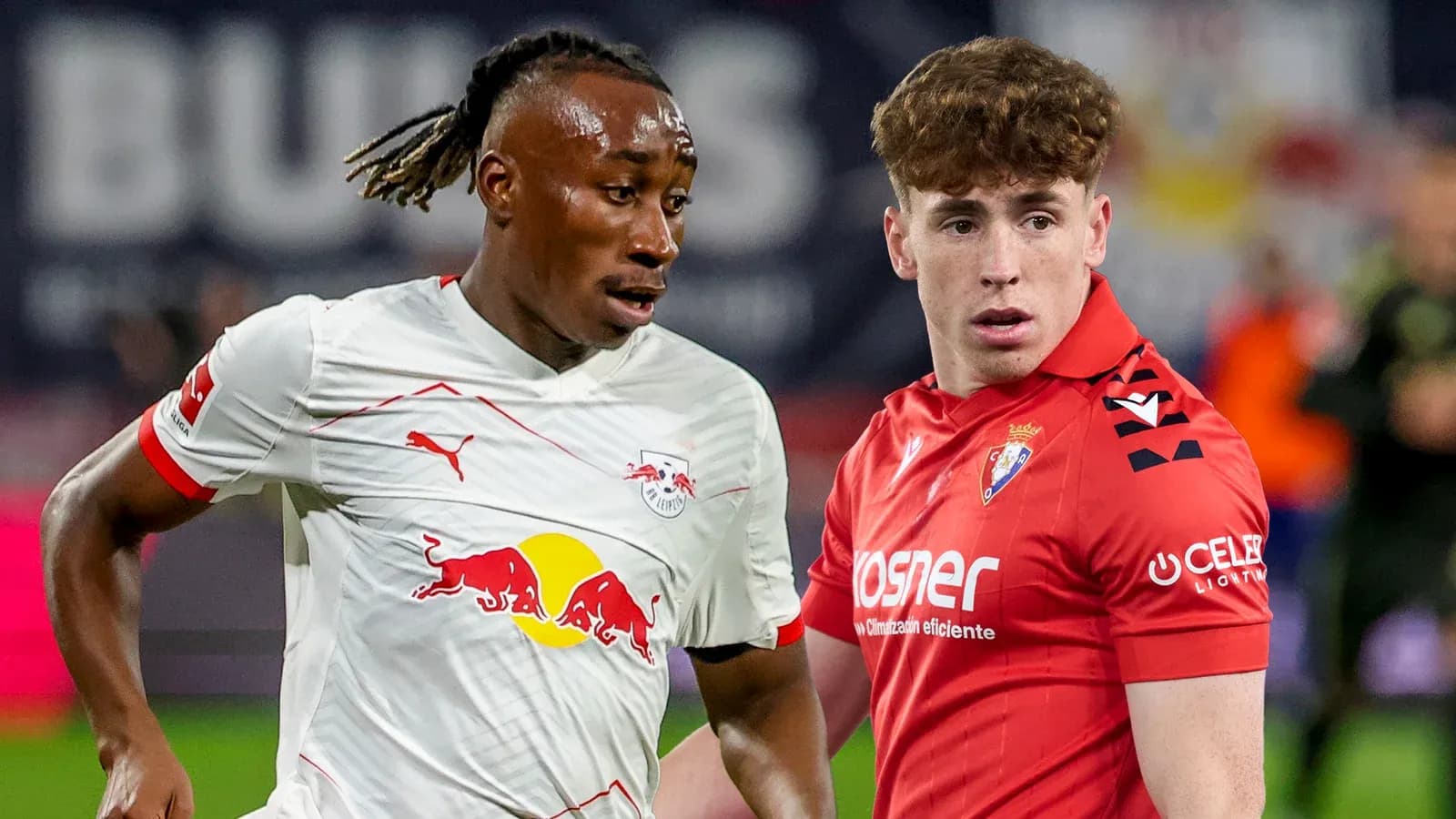 Игроки RB Leipzig и Osasuna на футбольном поле