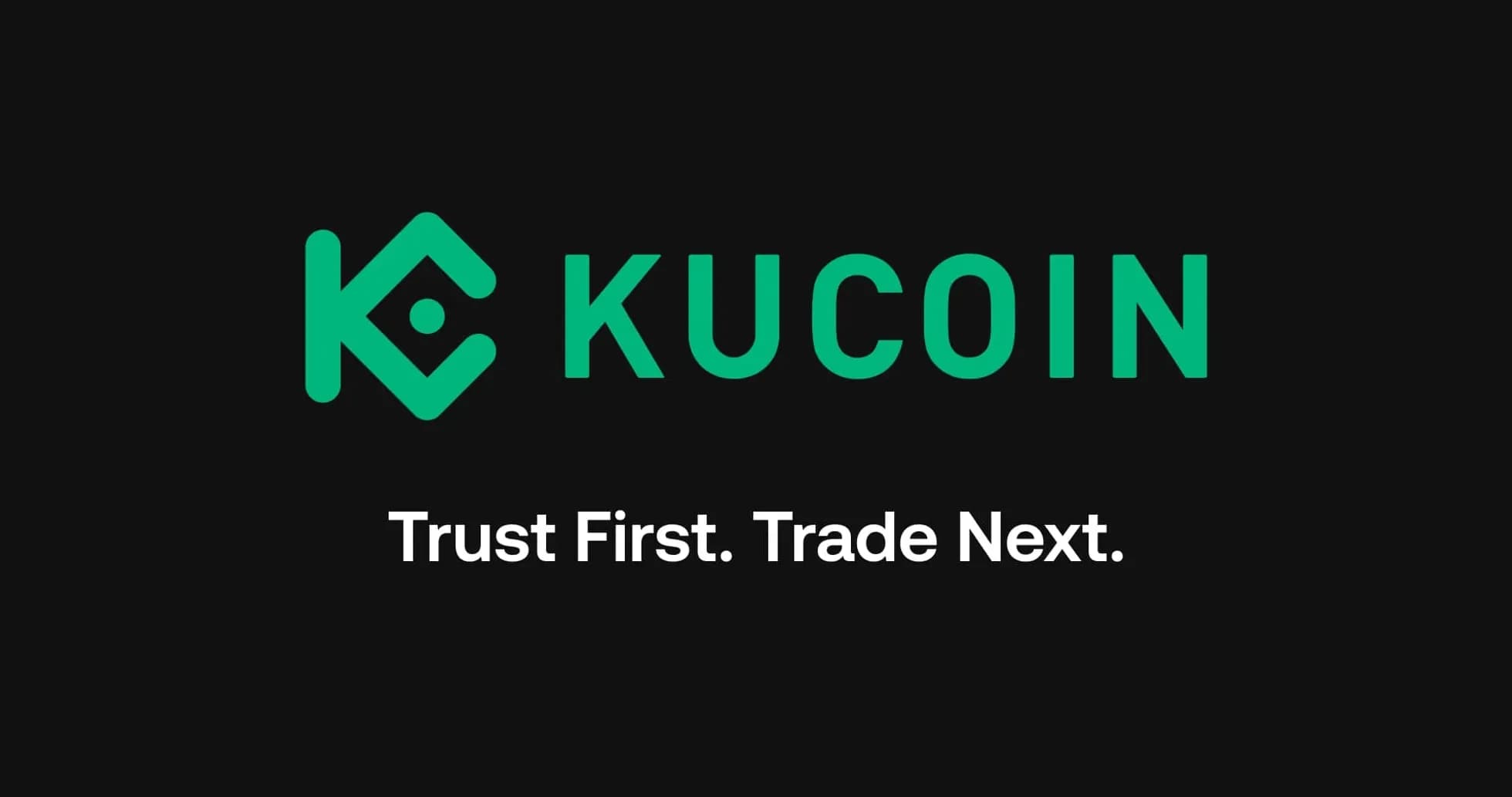 Логотип KuCoin с девизом Trust First. Trade Next.