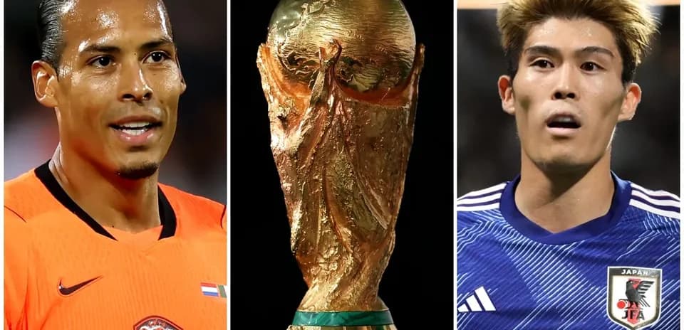 Ван Дейк и игрок Японии на чемпионате мира