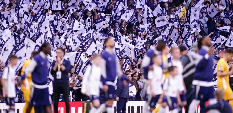 Болельщики с флагами Spurs на стадионе