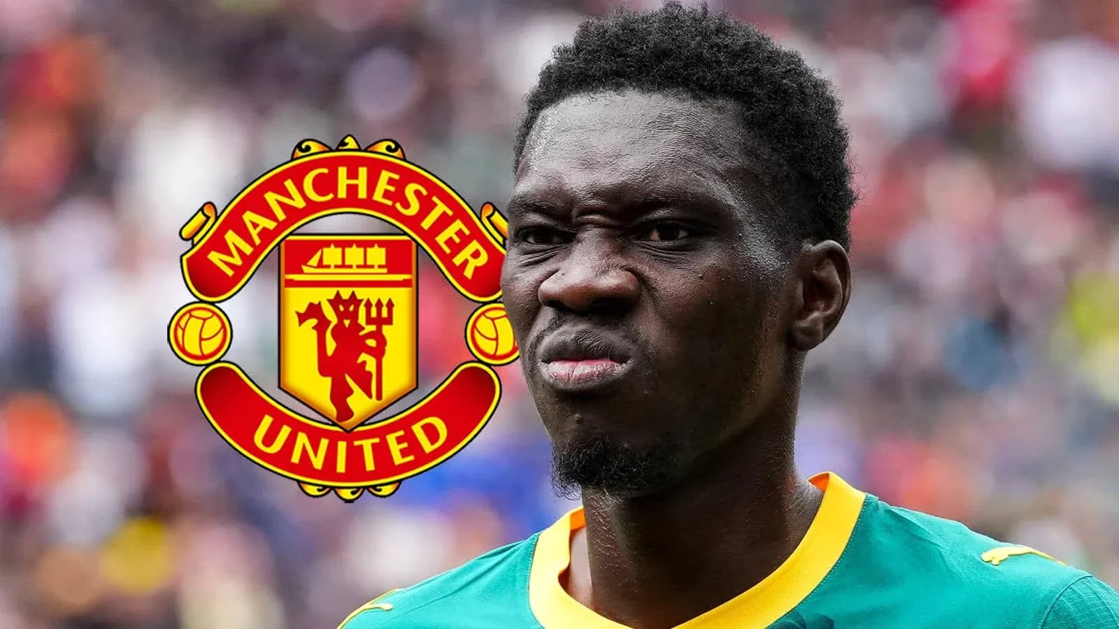 Игрок в форме с логотипом Manchester United на фоне Игрок в форме с логотипом Manchester United на фоне